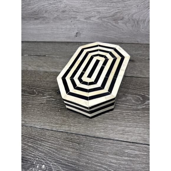 Elongated Octagonal Lidded Tessellated Bone Box in the Style of Enrique Garcel